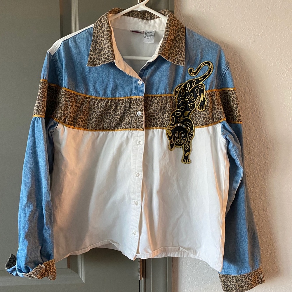 Leopard jean jacket